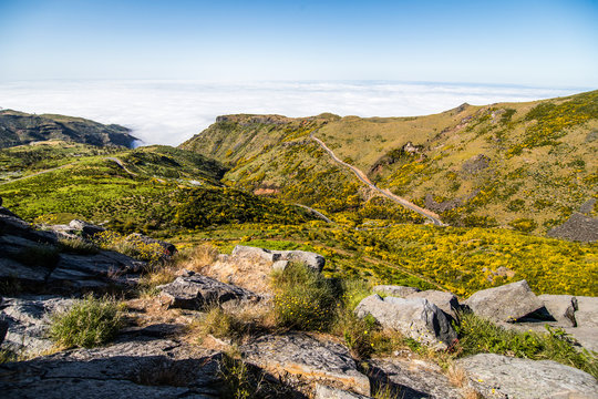 Pico do Arieiro mountain range viewpoint, located in Madeira island, Portugal.