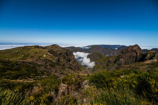 Pico do Arieiro mountain range viewpoint, located in Madeira island, Portugal.