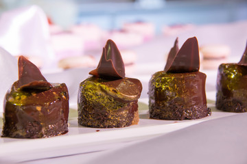 Delicious chocolate cake on the plate