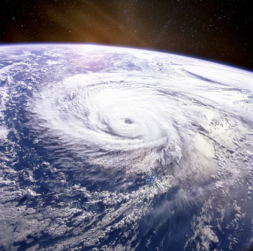 Typhoon. Satellite view. Elements of this image furnished by NASA.