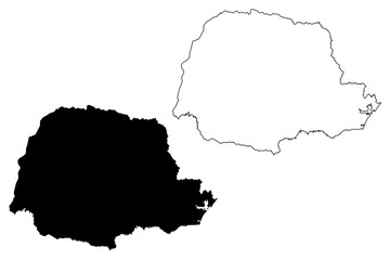 Parana (Region of Brazil, Federated state, Federative Republic of Brazil) map vector illustration, scribble sketch Paraná (state) map - obrazy, fototapety, plakaty