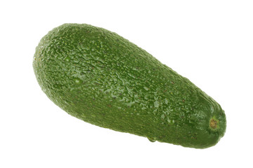 green fresh avocado with water drops  isolated on white background