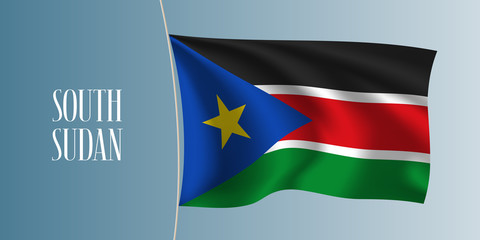 South Sudan waving flag vector illustration. Iconic design element