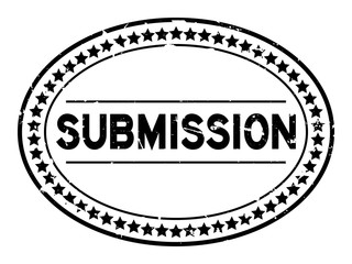 Grunge black submission word oval rubber seal stamp on white background