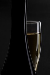 Champagne in a champagne flute with a dark background