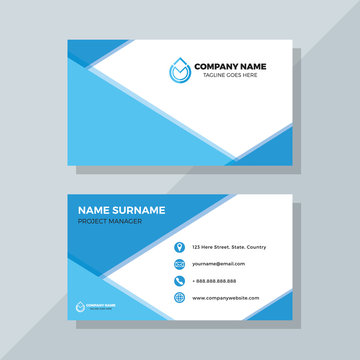 Elegant Business Card with Light Blue Geometric Shapes