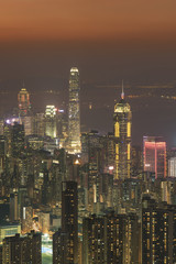 Fototapeta na wymiar Skyline of Hong Kong city at dusk