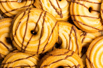 Baked biscuits with cacao topping