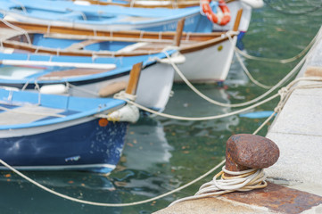 Fototapeta na wymiar Yacht Tied To moor in Pier