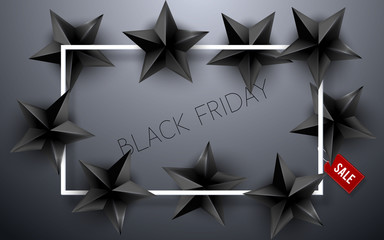 Black Friday background with black stars. Vector illustration