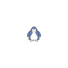 Vector illustration. Cartoon penguin isolated on white background. Cute Baby Penguin.