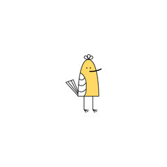 Vector illustration. small baby bird. yellow sandpiper.