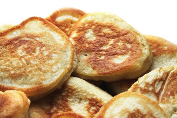 Pancakes on white background