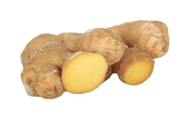 slice of ginger isolated on white background