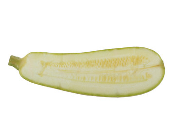 half of green zucchini isolated on white