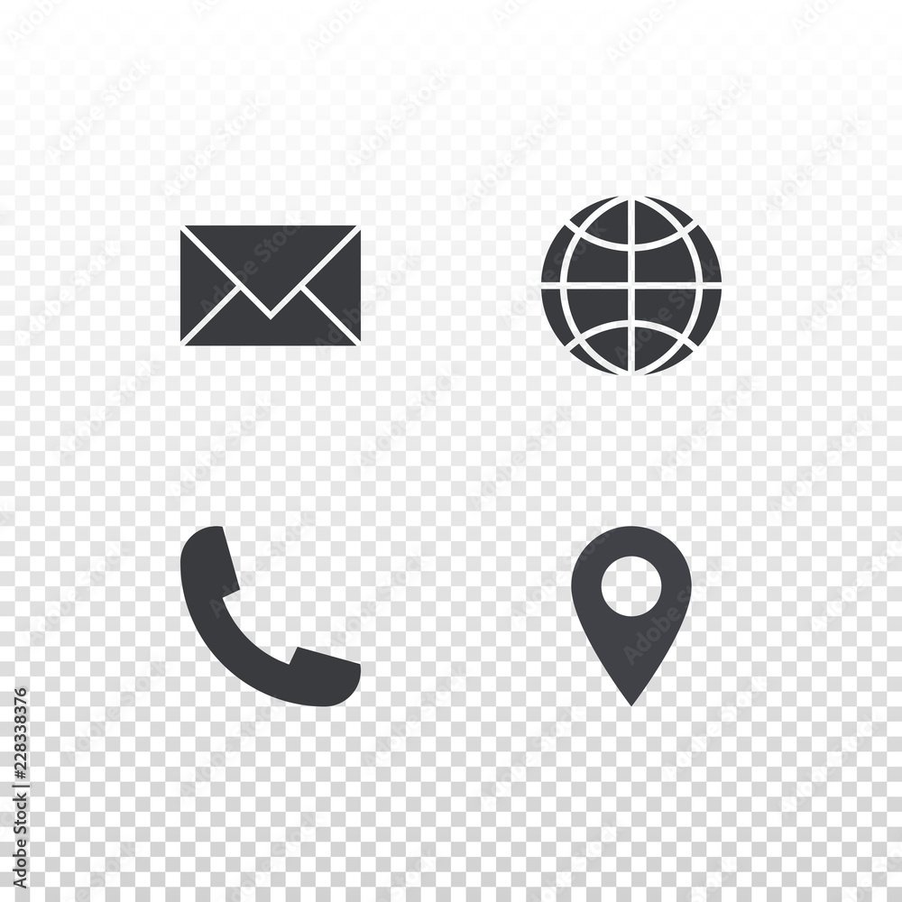 Wall mural set of vector icon for design business card, website or nobile app. envelope, globe, phone and tag s