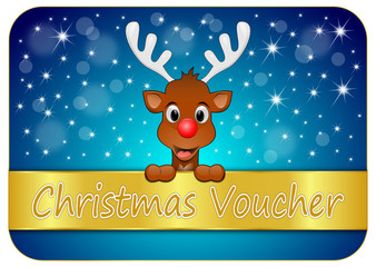 Christmas voucher with Reindeer - illustration