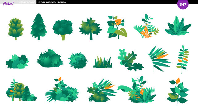 Vector collection of plants and trees