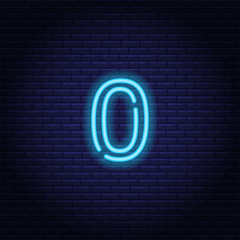 Neon number, symbol, sign. Light banner, icon. Vector illustration of eps 10.