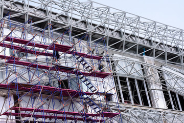 Construction workers preparation for binding steel frame and concrete work  around the work site.