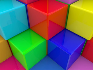 Abstract design from color cubes