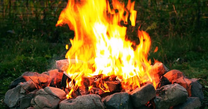UHD HDR shot of the burning campfire