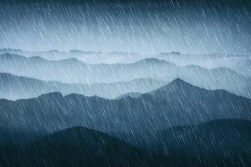 Rugzak regen in de bergen met koud weer © mimadeo