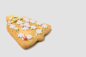 Yellow handmade biscuits on white background