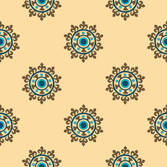 Seamless pattern with abstract floral elements in retro style. Textile fabric, printing and many other areas of designs.