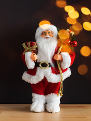 Santa Claus figure bokeh lights