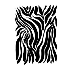 Brush painted zebra pattern. Black and white stripes grunge background.