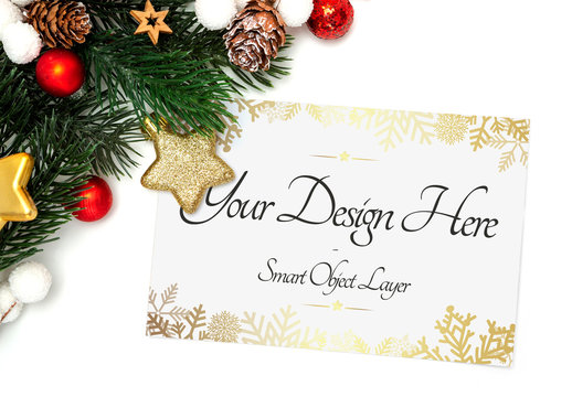 Holiday Card and Decorations Mockup