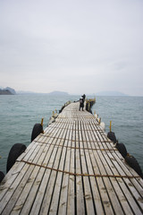 Wooden jetty by the sea for small yachts, pier