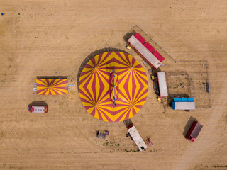 Circus marquee aerial view from above