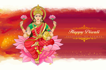 The divine Hindu goddess Lakshmi bringing wealth in the festival of Diwali.