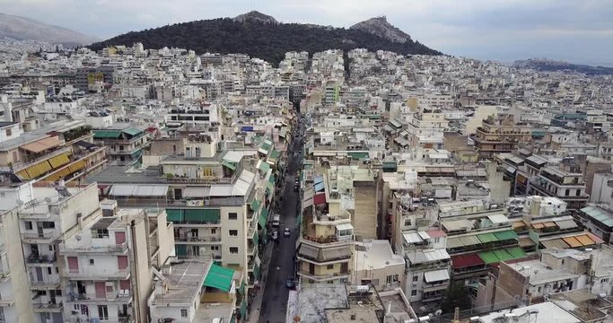 Athens Greece City Scape 34 Residential Awnings White Buildings Cloudy Short Clip