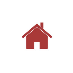House icon in square, home symbol, flat design template, red vector illustration