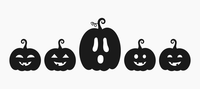 Halloween pumpkins Jack O Lanterns with different faces icons