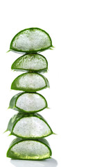 Pile of Aloe vera sliced isolated on white background