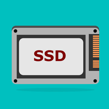 SSD drive icon On color Background, vector illustration.