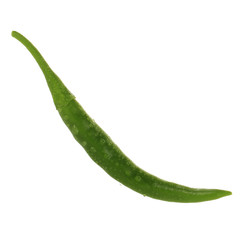 green hot chili pepper isolated on white background