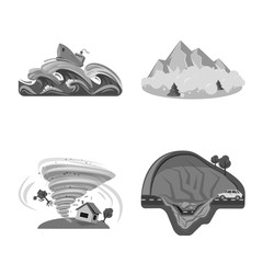 Vector illustration of natural and disaster symbol. Collection of natural and risk stock vector illustration.