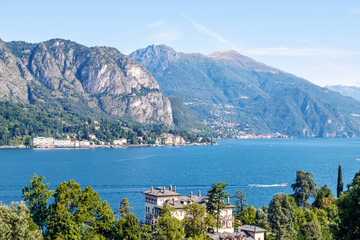 Fototapeta na wymiar Lake Como with mountains from town view