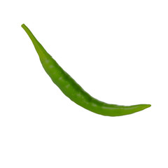 green hot chili pepper isolated on white background