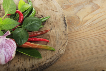 spices on wooden background