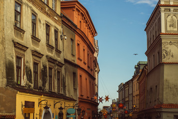 Fototapeta na wymiar Street view in old center of Lublin, Poland