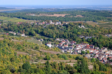 Fototapeta na wymiar Aerial view of two Burgundy villages