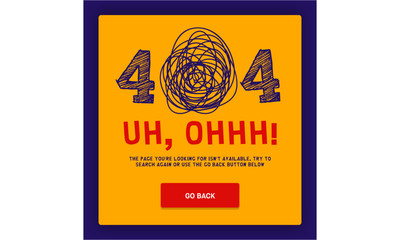 404 error page not found Template. Broken/Lost Website Page. Scribble 
