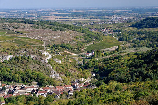 Aerial view of a valley in french Burgundy