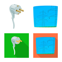 Vector design of electricity and electric logo. Collection of electricity and energy stock symbol for web.